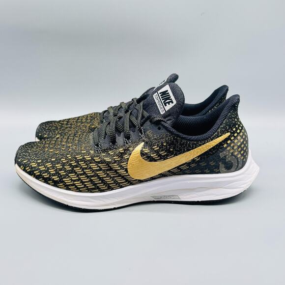 Nike Shoes Womens 8 Black Gold Air Zoom Pegasus 35 Mesh Running Athletic Sneaker - Picture 5 of 12